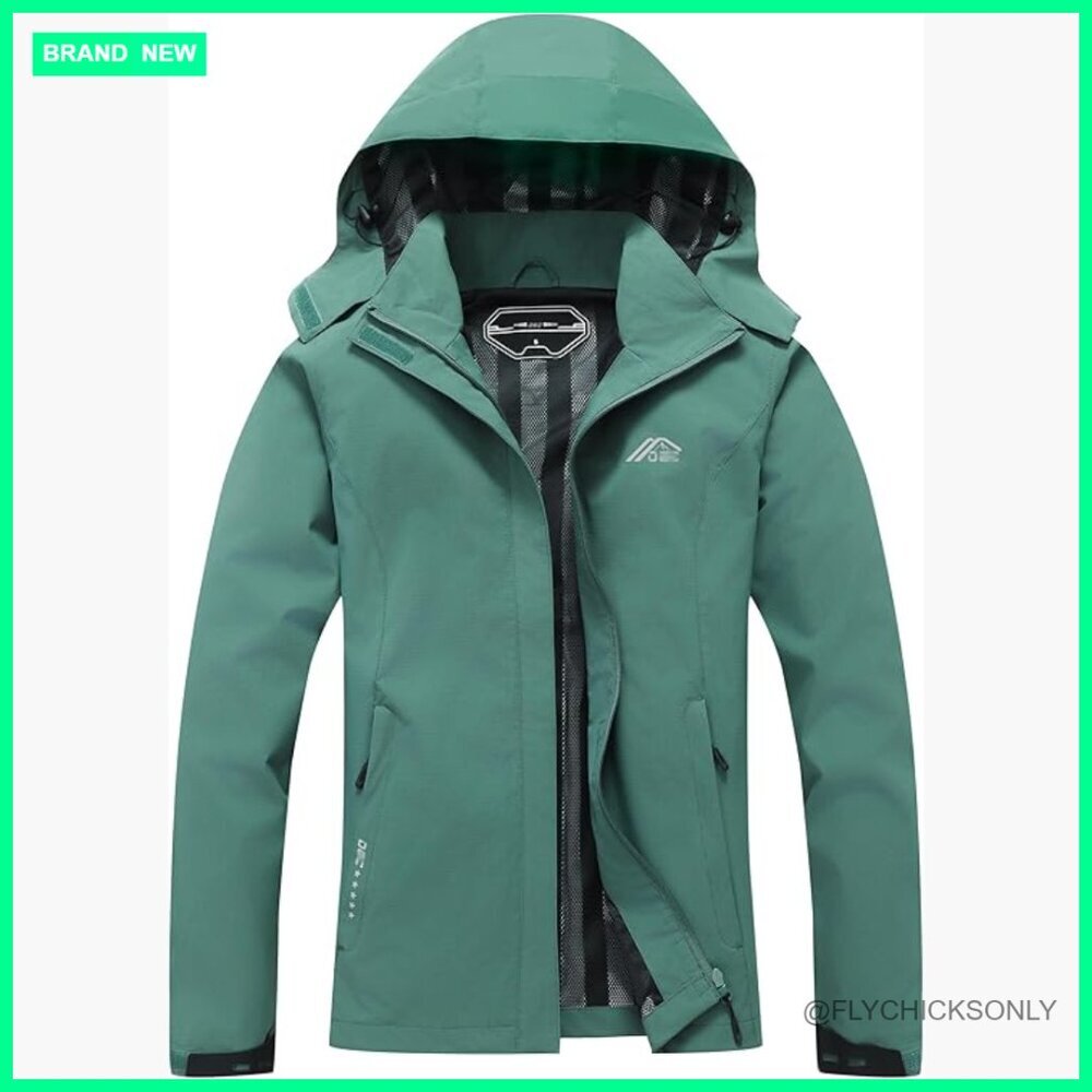 Waterproof Raincoat with Detachable Hood Lightweight Travel Jacket
